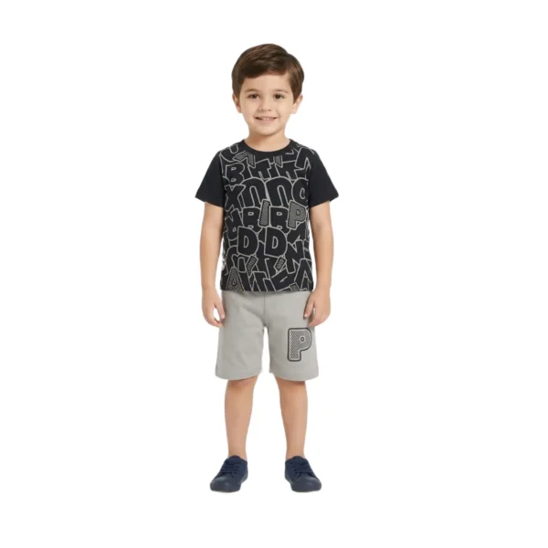 Boys' Alphabet Soup All-Over Print Tee & Contrast Shorts Set