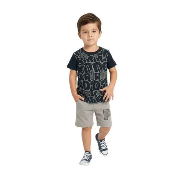 Boys' Alphabet Soup All-Over Print Tee & Contrast Shorts Set
