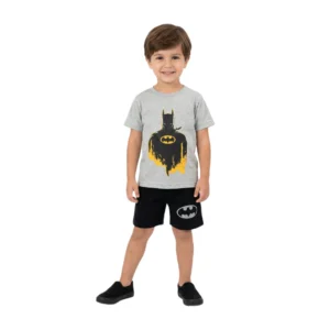Batman Graphic Tee & Contrast Shorts 2-Piece Set (Model Image 1) Batman Graphic Tee & Contrast Shorts 2-Piece Set