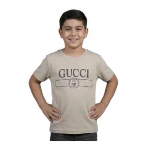 Beige Designer-Inspired Logo T-Shirt (Model Image 1) Beige Designer-Inspired Logo T-Shirt