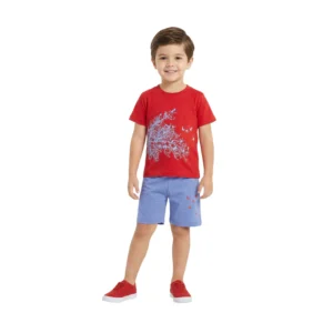 Birds in Flight Nature Graphic Tee & Contrast Shorts Set (Model Image 1) Birds in Flight Nature Graphic Tee & Contrast Shorts Set