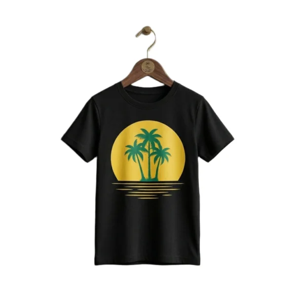 Black Tropical Palm Silhouette T-Shirt