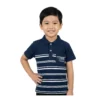 Navy Striped Polo Shirt with Chest Pocket