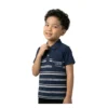 Navy Striped Polo Shirt with Chest Pocket