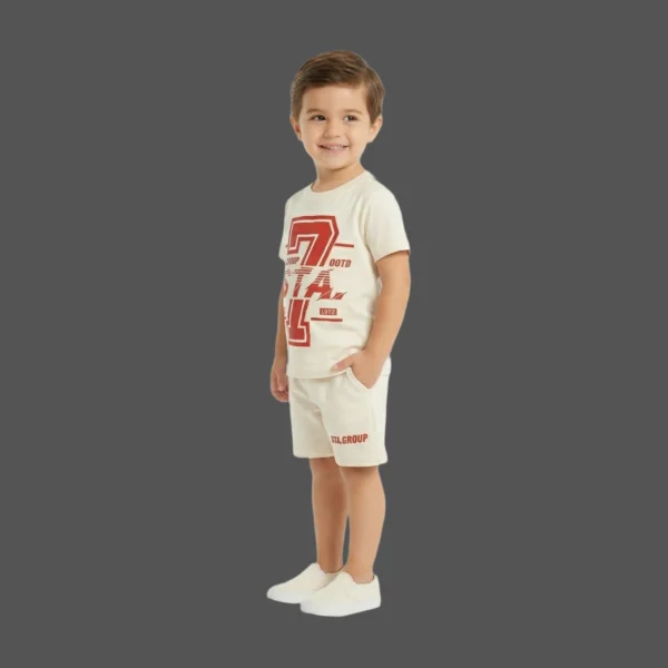 Cream & Red Varsity 7 STA Group 2-Piece Short Set