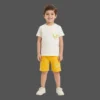 Designer-Style Logo Tee & Mustard Shorts 2-Piece Set
