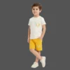 Designer-Style Logo Tee & Mustard Shorts 2-Piece Set