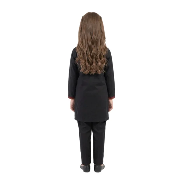 Black Embroidered Tunic & Trousers 2-Piece Set