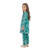 Deep Teal Floral Print Kurta & Trousers 2-Piece Set