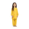 Full-Sleeve Girls_ Mustard Yellow Tunic Paired with Mustard Yellow Trousers (1) Mustard Yellow Floral Embroidered Tunic & Trousers 2-Piece Set