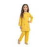 Mustard Yellow Floral Embroidered Tunic & Trousers 2-Piece Set