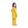 Full-Sleeve Girls_ Mustard Yellow Tunic Paired with Mustard Yellow Trousers (4) Mustard Yellow Floral Embroidered Tunic & Trousers 2-Piece Set