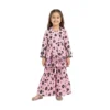 Pink & Black Floral Peplum Frock & Sharara 2-Piece Set
