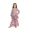 Pink & Black Floral Peplum Frock & Sharara 2-Piece Set