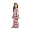 Pink & Black Floral Peplum Frock & Sharara 2-Piece Set