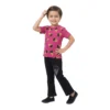 Half-Sleeve Dark Pink and Black Ice Cream Paired With Matching Black Trousers Print 2-Piece Outfit (Model Image 2) Dark Pink & Black Ice Cream Print 2-Piece Set