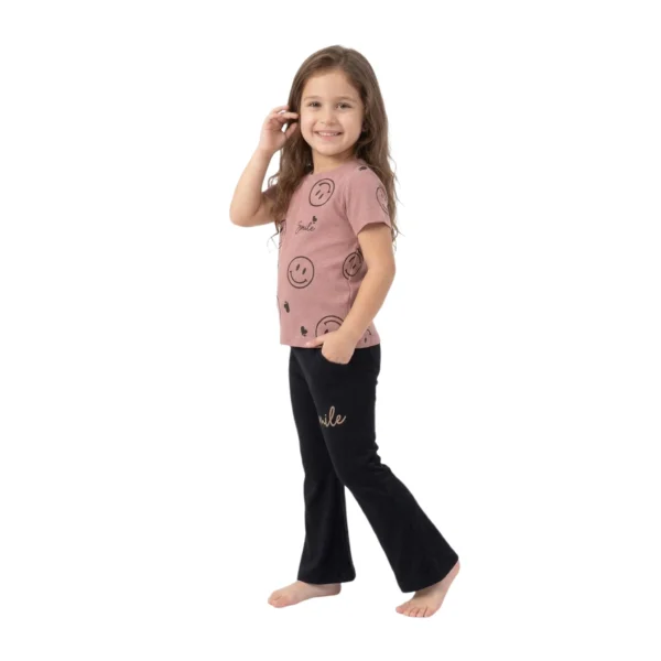 Dusty Rose & Black Smiley Print 2-Piece Set