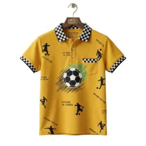 Yellow Football Print Polo Shirt