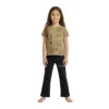 Half-Sleeve Olive Tan Smile Graphics Paired with Matching Black Trousers 2-Piece Outfit (1) Olive Tan & Black Smiley Print 2-Piece Set
