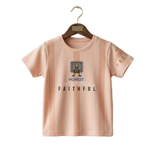 Peach Ribbed Honest Faithful Graphic T-Shirt