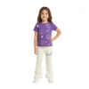 Half-Sleeve Purple Smile Graphics Paired With Matching Off-White Trousers (1) Purple & Off-White Smiley Print 2-Piece Set