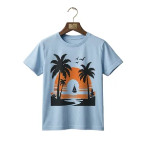 Sky Blue Tropical Sunset Graphic T-Shirt