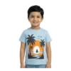 Half-Sleeve Sky Blue Tropical Sunset Graphic T-Shirt featuring “Sunset” (Model Image 3) Sky Blue Tropical Sunset Graphic T-Shirt