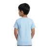 Half-Sleeve Sky Blue Tropical Sunset Graphic T-Shirt featuring “Sunset” (Model Image 6) Sky Blue Tropical Sunset Graphic T-Shirt