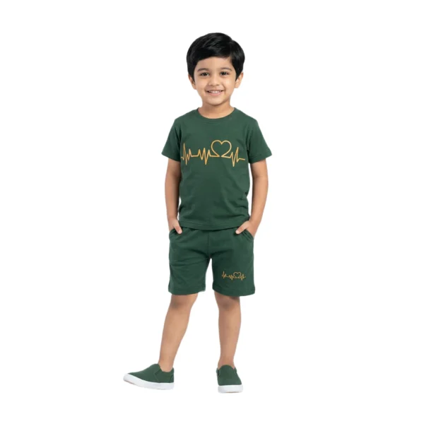 Heartbeat Graphic Tee & Matching Shorts 2-Piece Set (Model Image 1) Heartbeat Graphic Tee & Matching Shorts 2-Piece Set