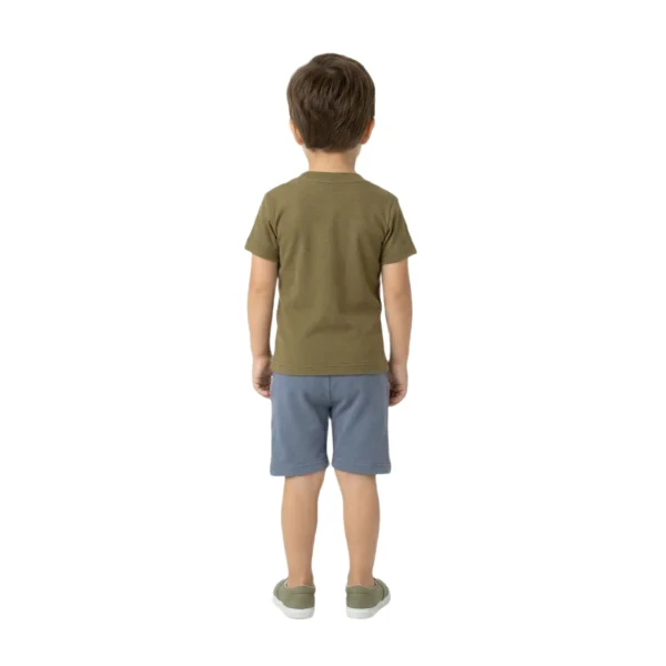 Heartbeat Graphic Tee & Matching Shorts 2-Piece Set (Olive and Blue)