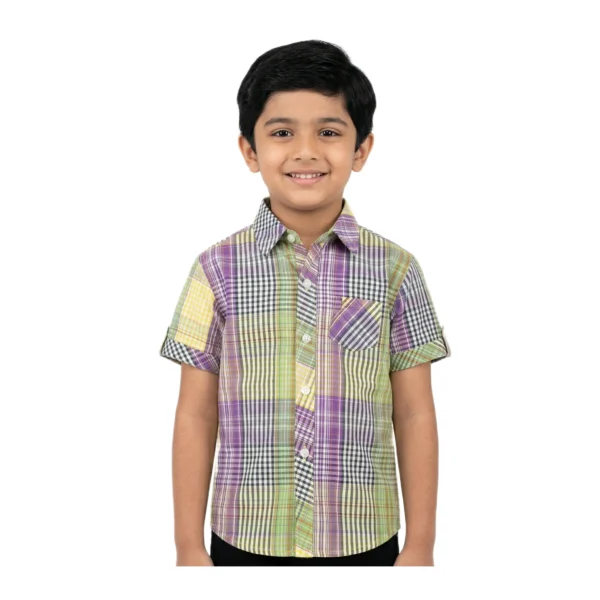 Multicolor Pastel Check Half-Sleeve Casual Shirt