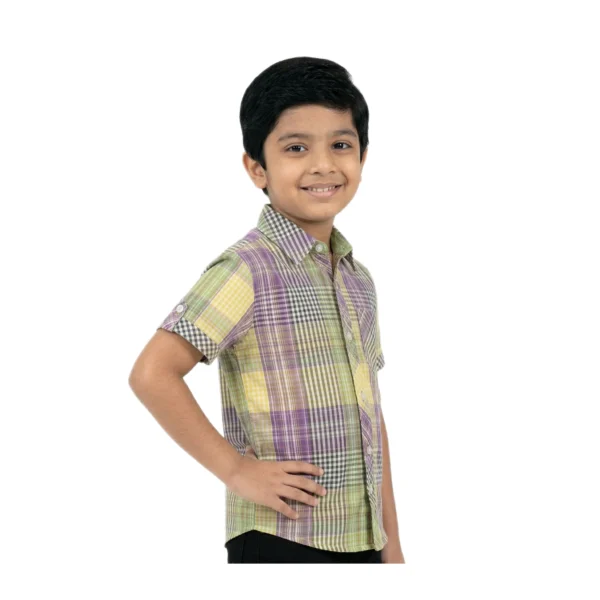 Multicolor Pastel Check Half-Sleeve Casual Shirt