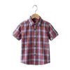Red & Blue Classic Plaid Check Half Sleeve Button-Up Shirt – Collared Casual Shirt
