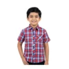 Red & Blue Classic Plaid Check Half Sleeve Button-Up Shirt – Collared Casual Shirt