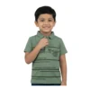 Olive Moss Printed Polo Style half-sleeve shirt (Model Image 2) Olive Green Speed Lines Polo Shirt with Printed Pocket