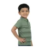 Olive Moss Printed Polo Style half-sleeve shirt (Model Image 3) Olive Green Speed Lines Polo Shirt with Printed Pocket