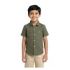 Olive Moss Textured Solid half-sleeve casual shirt (Model Image 1) Olive Moss Textured Solid Half-Sleeve Casual Shirt