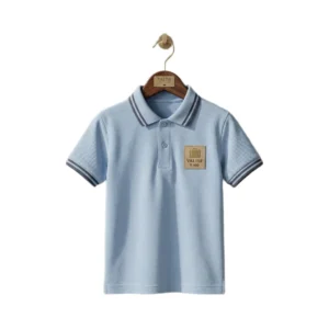 Sky Blue Tipped Polo Shirt with Chest Patch