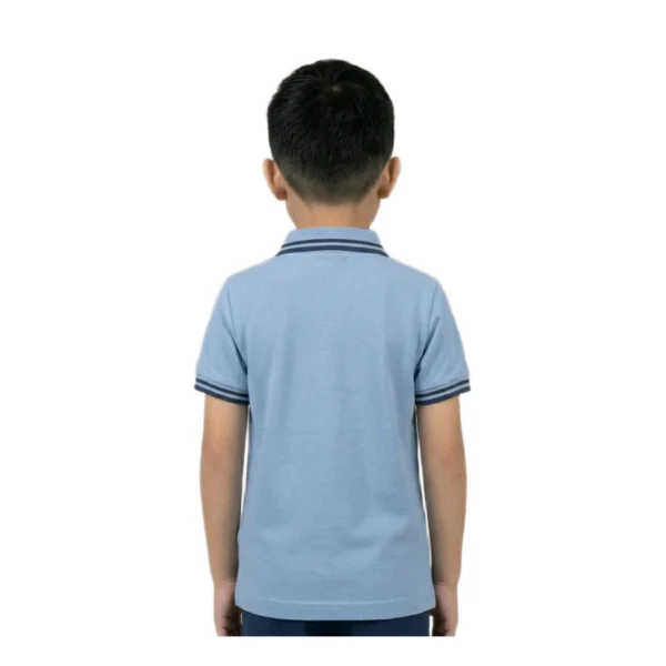 Sky Blue Tipped Polo Shirt with Chest Patch