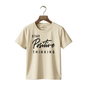 Stay Positive Thinking Cream Half-Sleeve T-Shirt