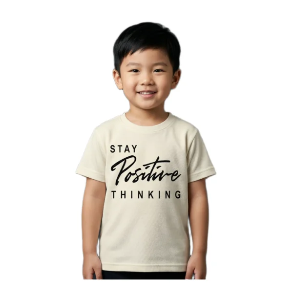 Stay Positive Thinking Cream Half-Sleeve T-Shirt