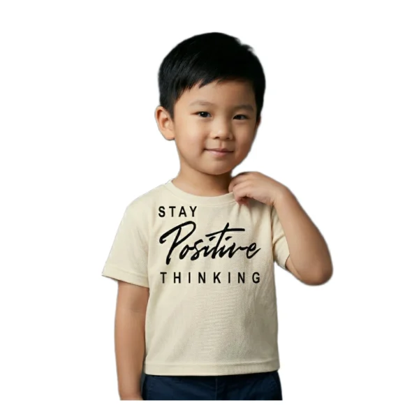 Stay Positive Thinking Cream Half-Sleeve T-Shirt
