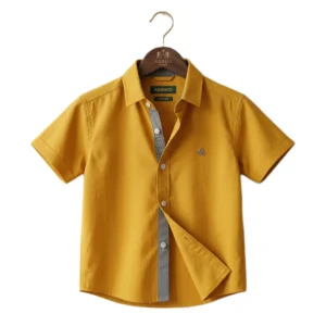 Sun-Kissed Mustard Solid half-sleeve casual shirt (Hnager Image 1) Sun-Kissed Mustard Solid Half-Sleeve Casual Shirt