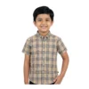 Vintage Khaki Tartan Half-Sleeve Casual Shirt