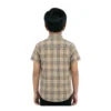 Vintage Khaki Tartan Half-Sleeve Casual Shirt