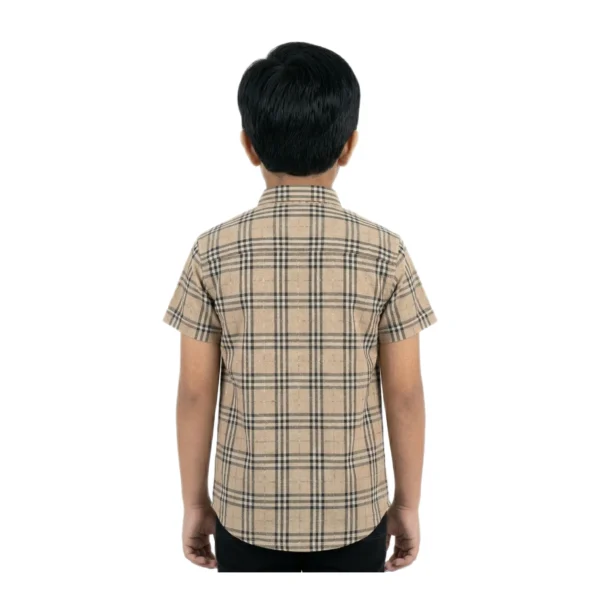 Vintage Khaki Tartan Half-Sleeve Casual Shirt