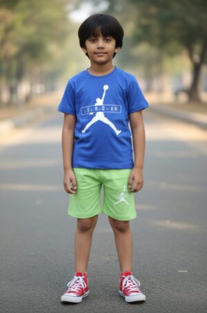WhatsApp Image 2026-10-03 at 1.13.52 PM (1) Basketball Graphic T-Shirt & Shorts Set – Royal Blue Tee with Lime Green Shorts, Summer Casual 2-Piece Outfit