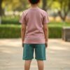 Gamer Controller Graphic T-Shirt & Shorts Set – Dusty Mauve Tee with Forest Green Shorts, Casual 2-Piece Outfit