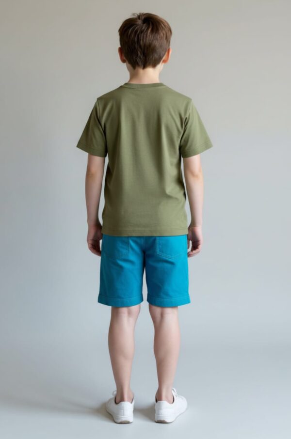 Olive Green & Teal Football Print 2-Piece Set