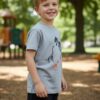 Dinosaur Graphic T-Shirt & Shorts Set – Heather Grey Tee with Black Shorts, Summer Casual 2-Piece Outfit